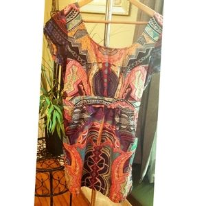Tribal Print At Knee Peek-a-Boo Back Dress